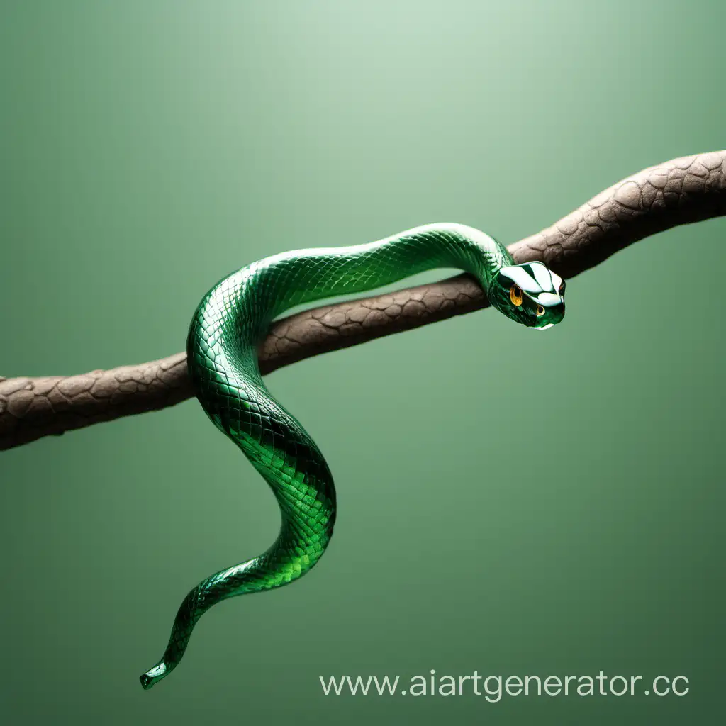 Serpentine-Elegance-GlassSitting-Snake-on-a-Branch