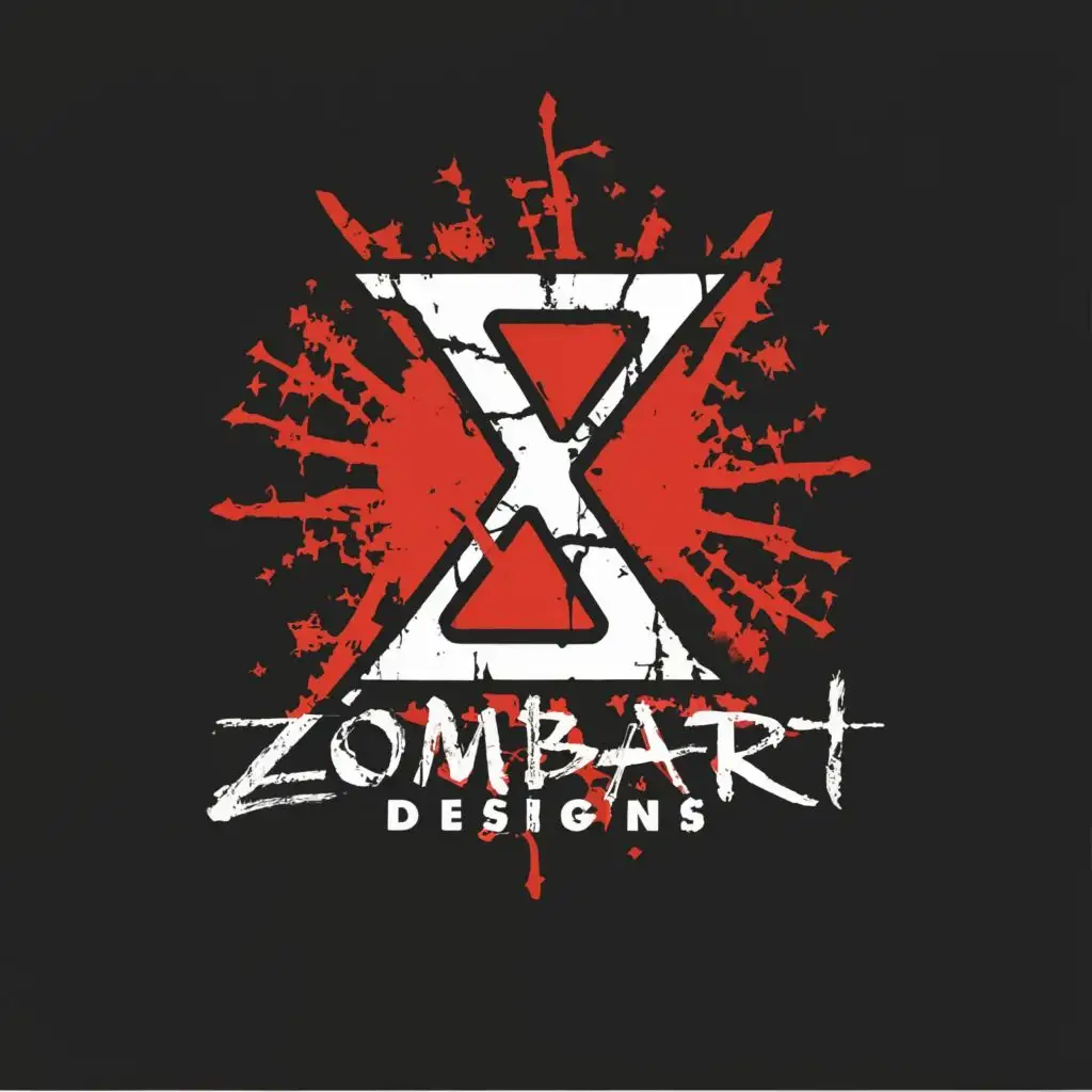 logo, Zombies, Infection, Black and White, Large Z symbol, with the text "Zombart Designs", typography, be used in Retail industry