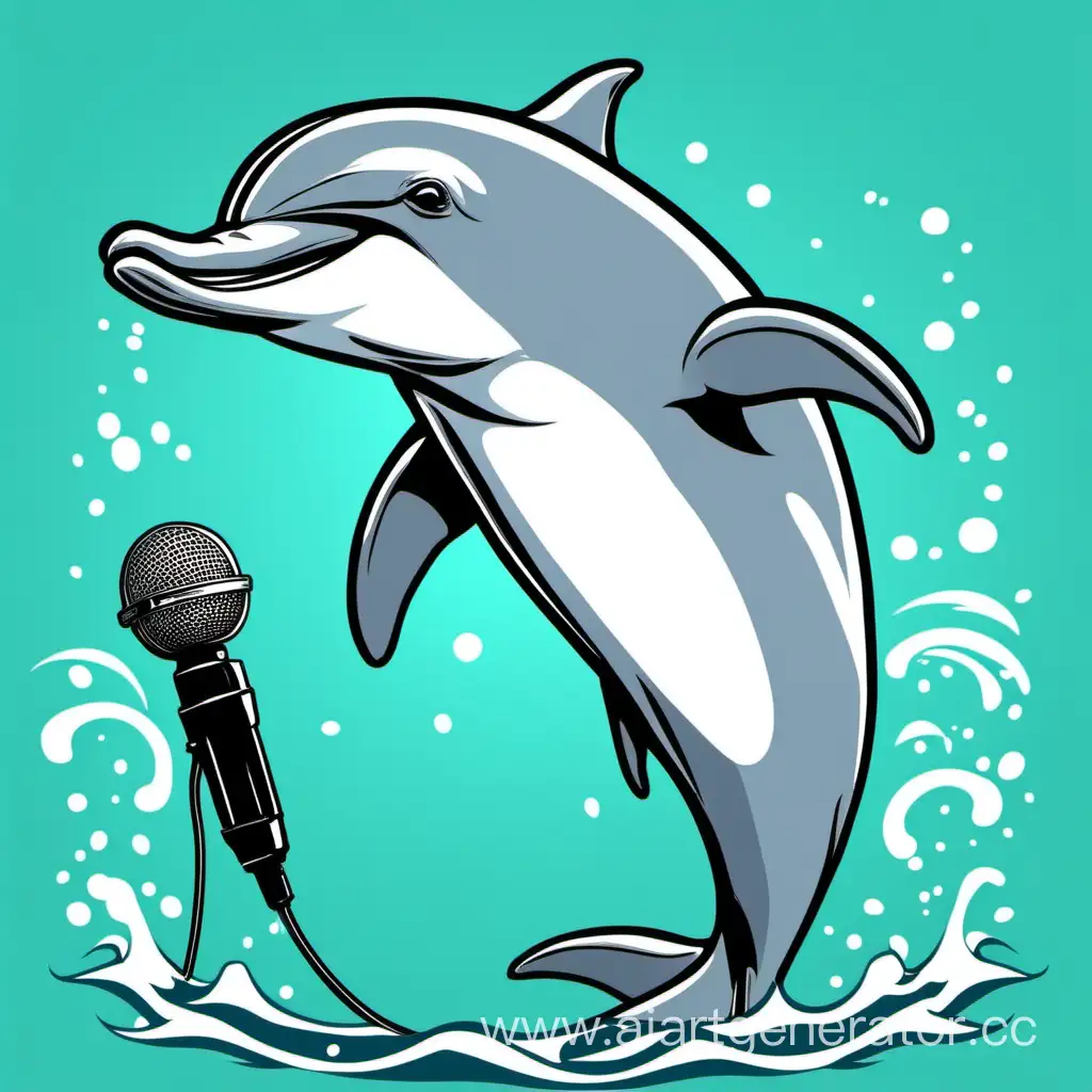 Melodious-Dolphin-Serenading-with-a-Microphone