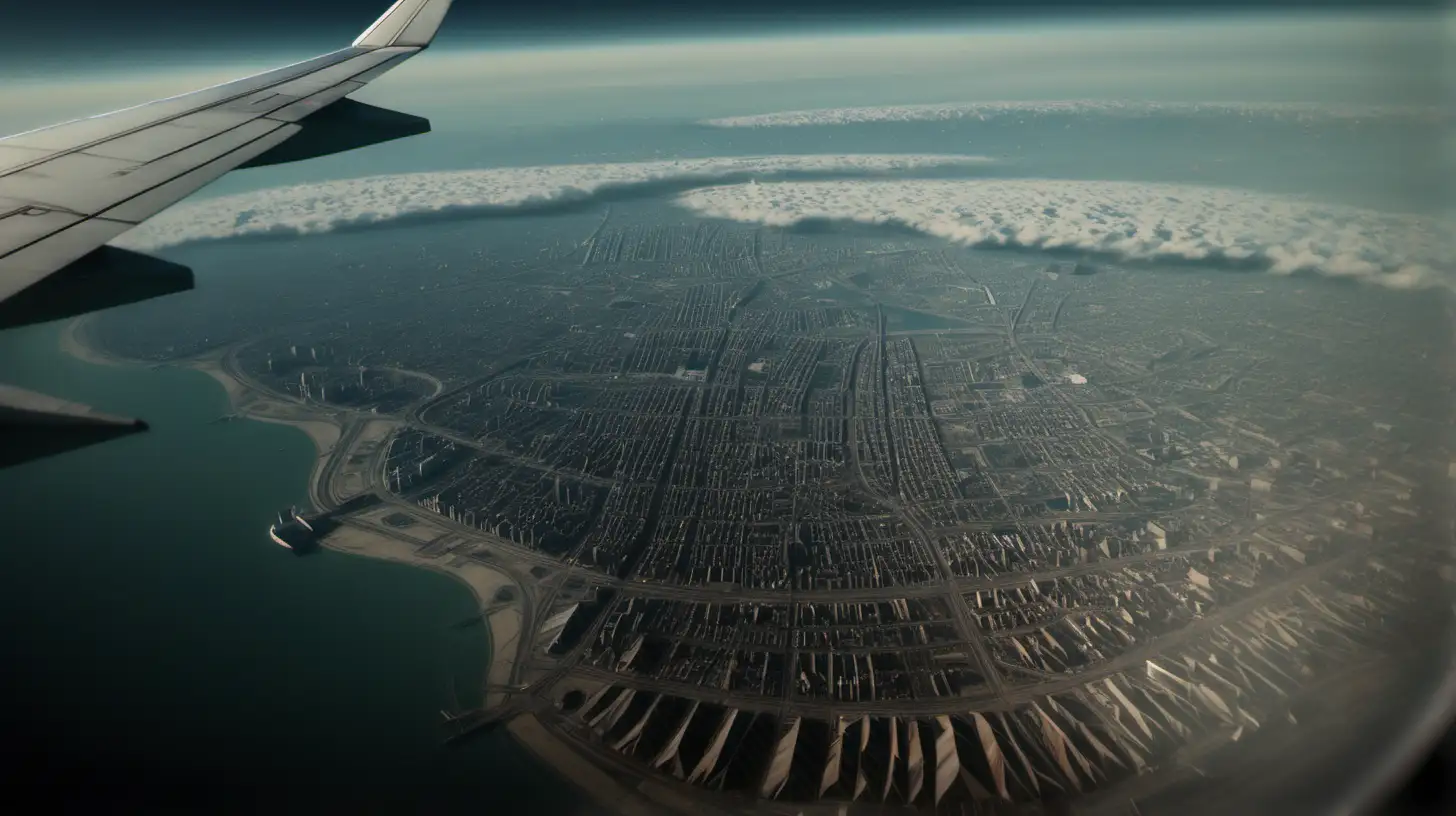 Aerial Panorama of Earth from Airplane View
