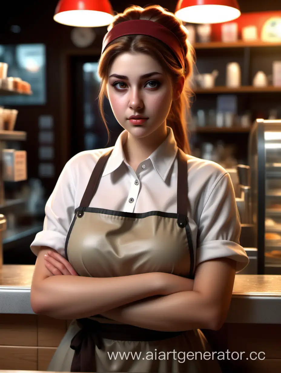 Caf-Cashier-Girl-with-Chestnut-Hair-in-Cozy-Atmosphere