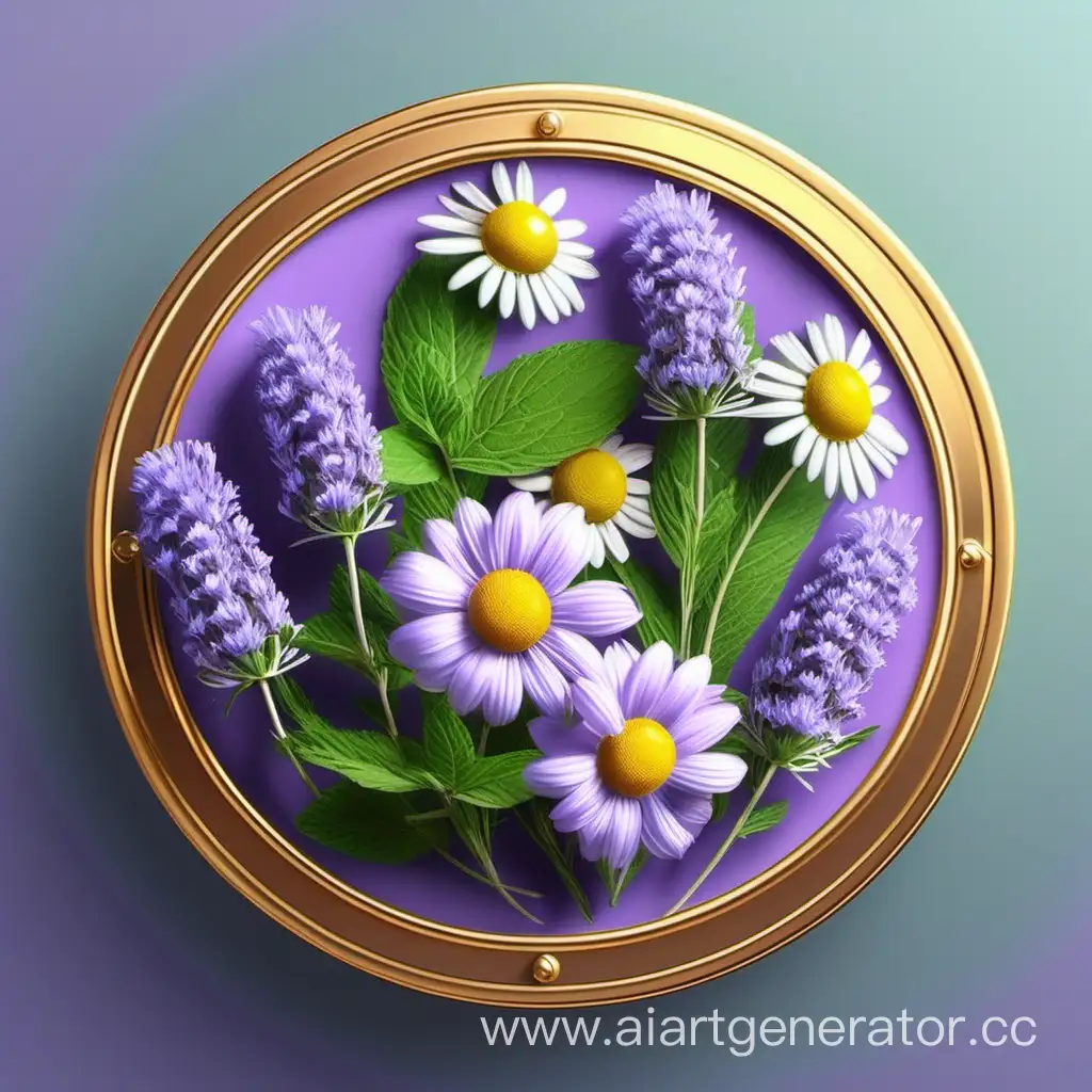 Realistic-Lavender-Mint-Chamomile-Round-Emblem