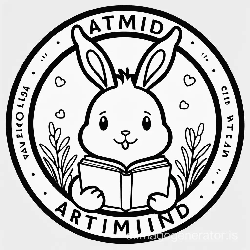 Cute-Rabbit-Holding-a-Book-in-Artmind-Line-Art-Style