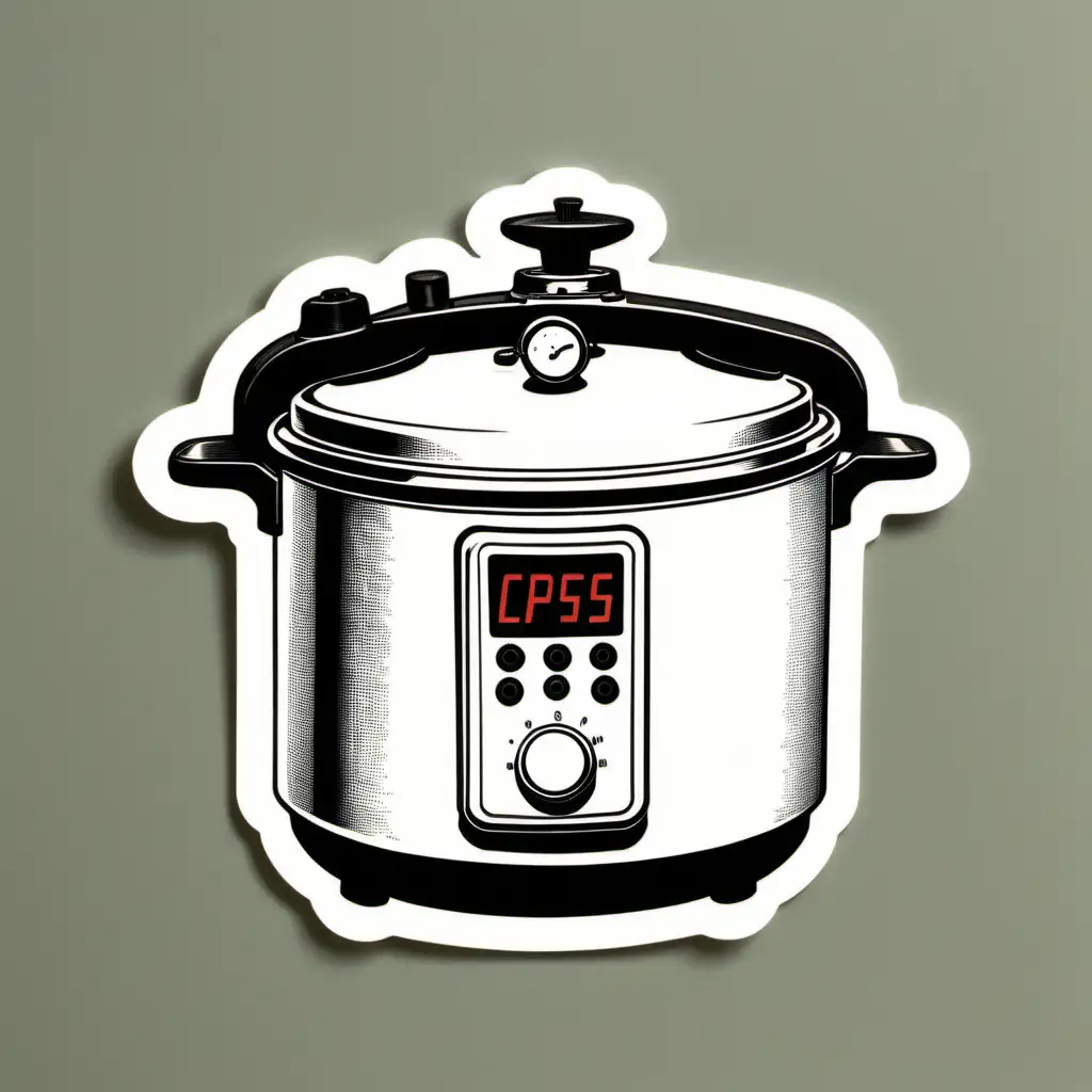 die-cut stickers of a 1950s pressure cooker