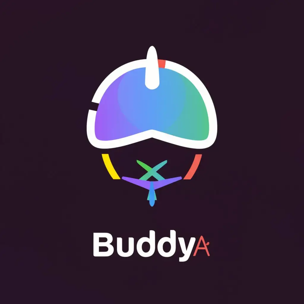 a logo design,with the text 'Buddy AR', main symbol:interactive augmented reality helmet to fly on every airplane,Minimalistic,be used in Technology industry,clear background