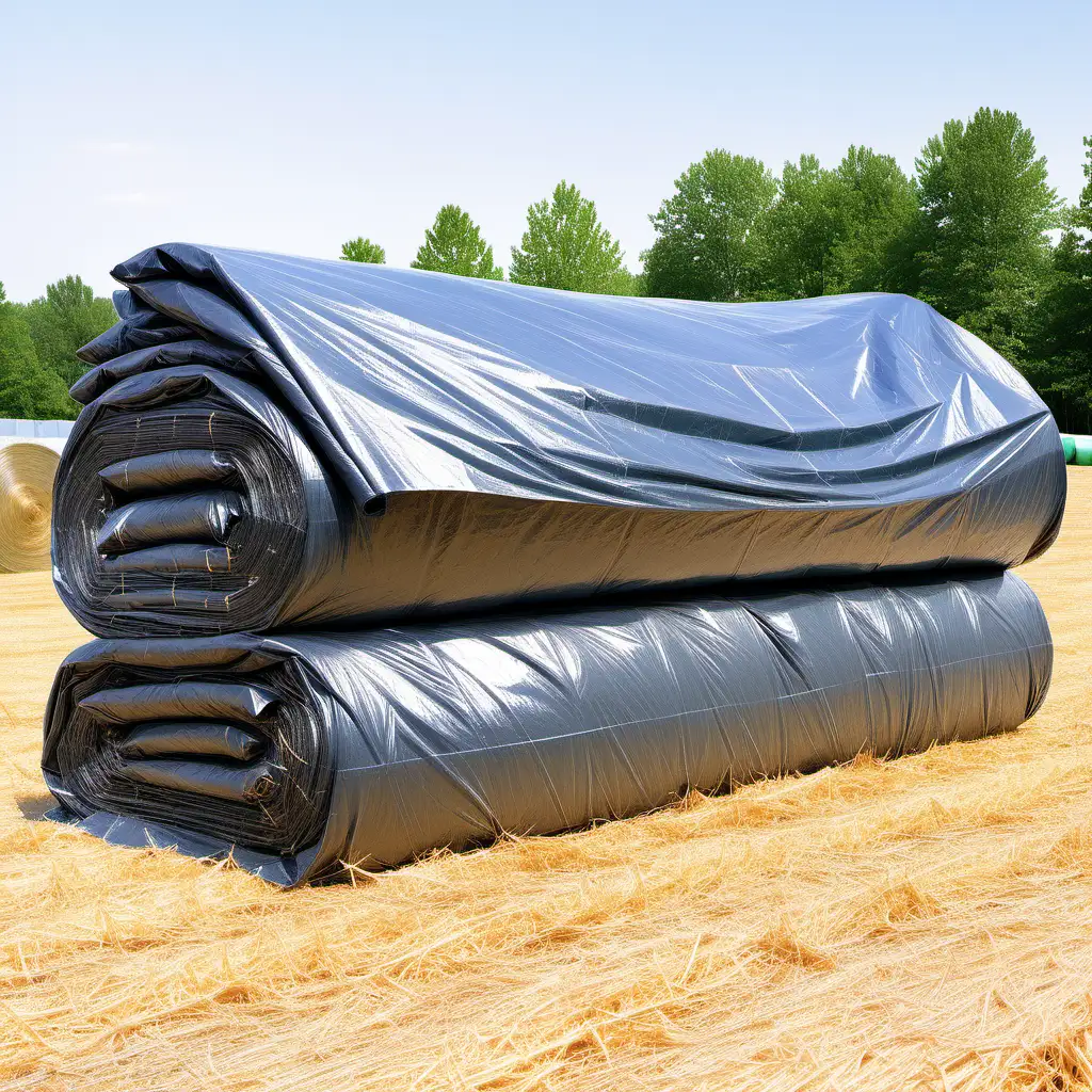 Heavy Duty Tarp Covering Hay Bales for Weather Protection