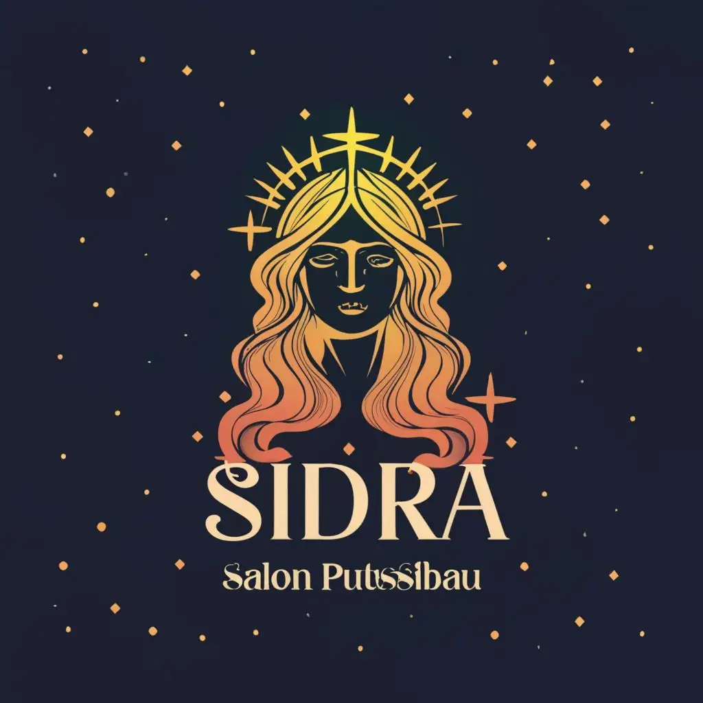 logo, Goddess of the stars, with the text "Sidra Salon Putussibau", typography, be used in Beauty Spa industry