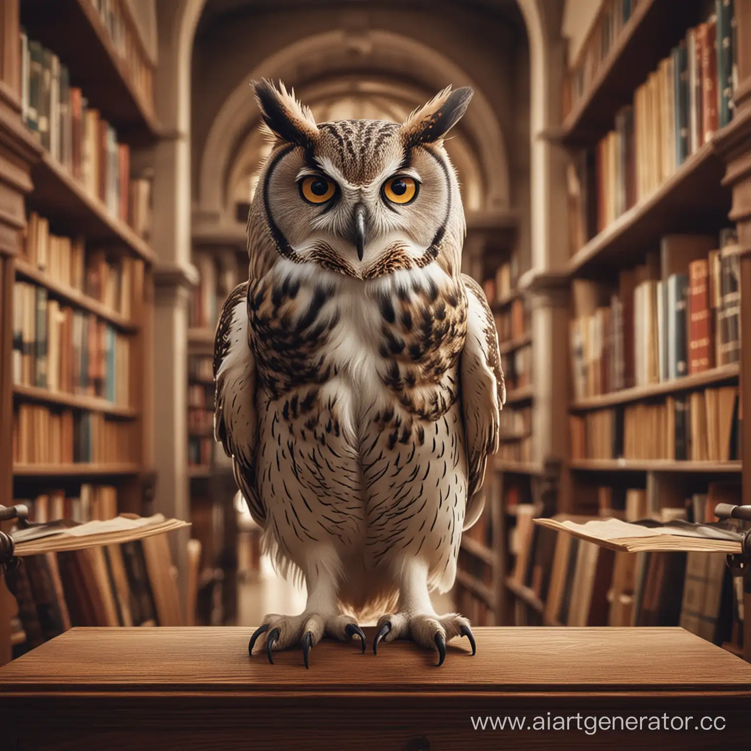 Enchanted-Library-Owl-Among-Magical-Tomes