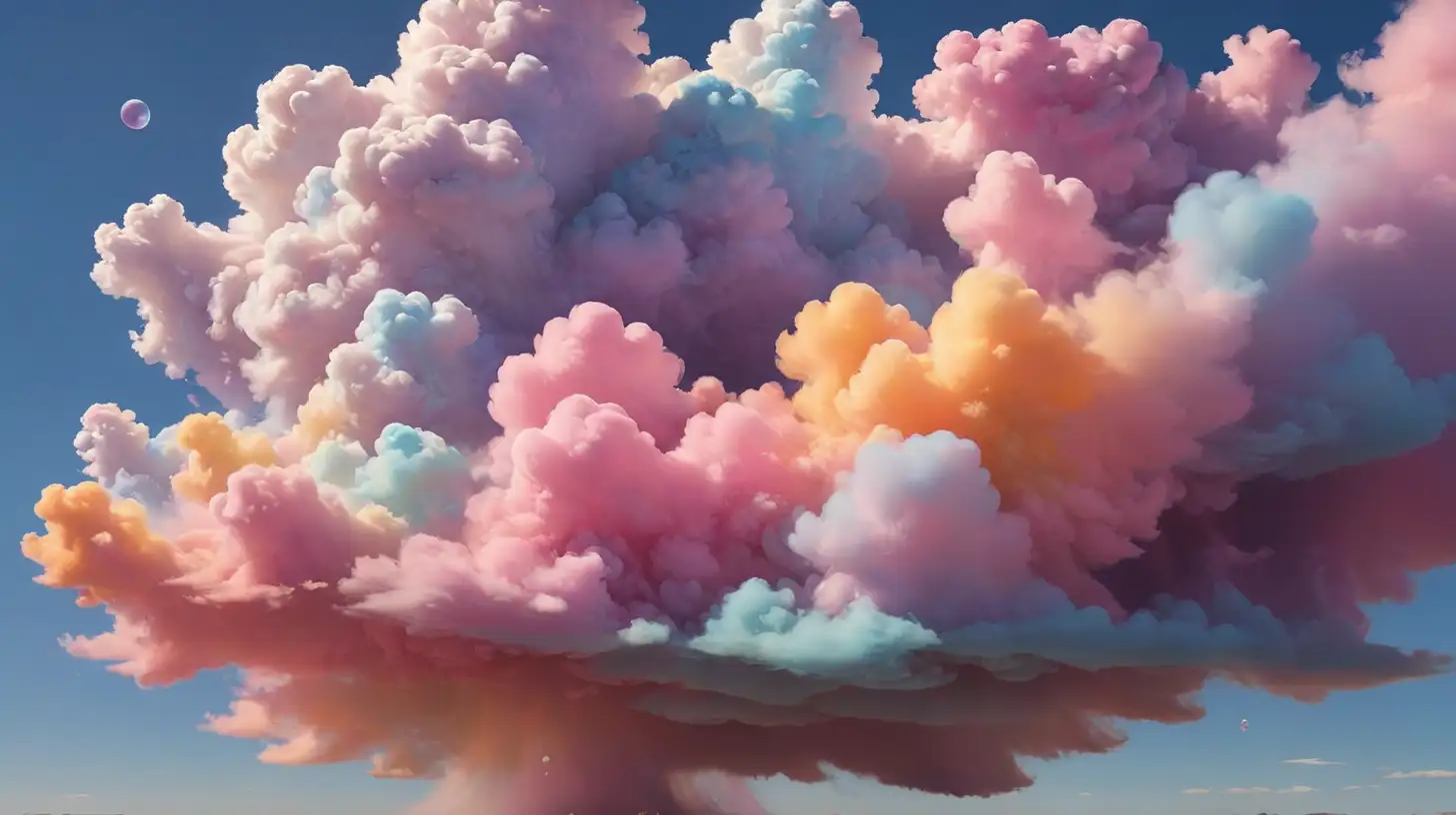 Vibrant Bubble Cloud Bursting with Colorful Energy