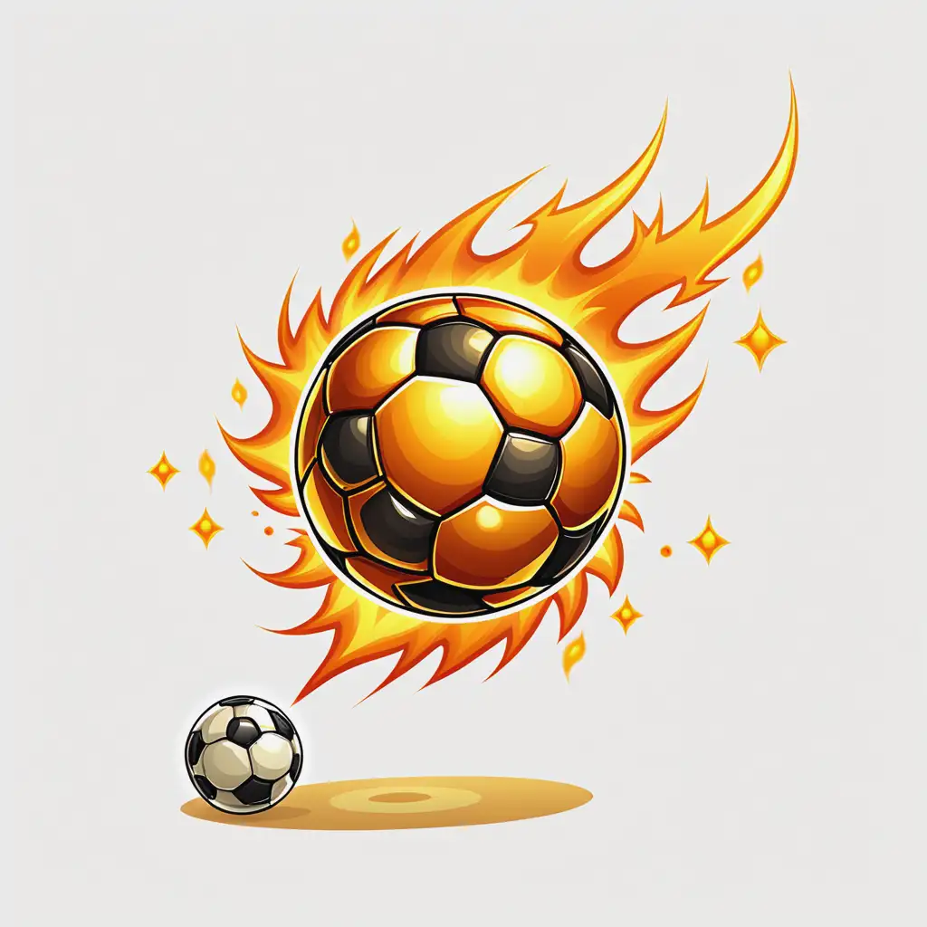 Cartoon Style Golden Soccer Fireball on Transparent Background