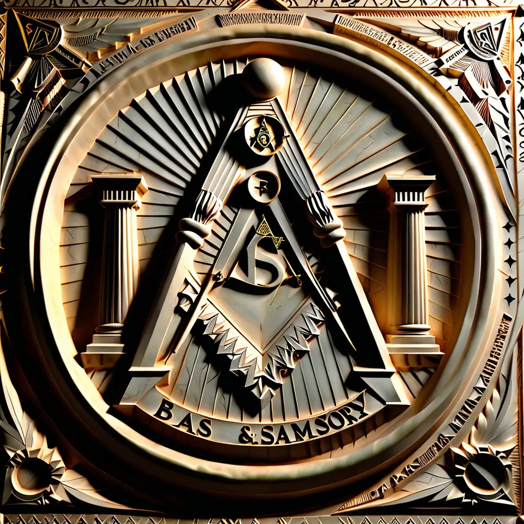 Circular BasRelief Freemasonry Emblem