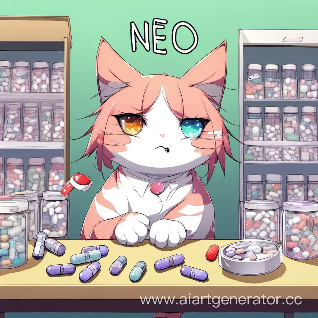 Neko/Cat/Taking pills for schizophrenia.