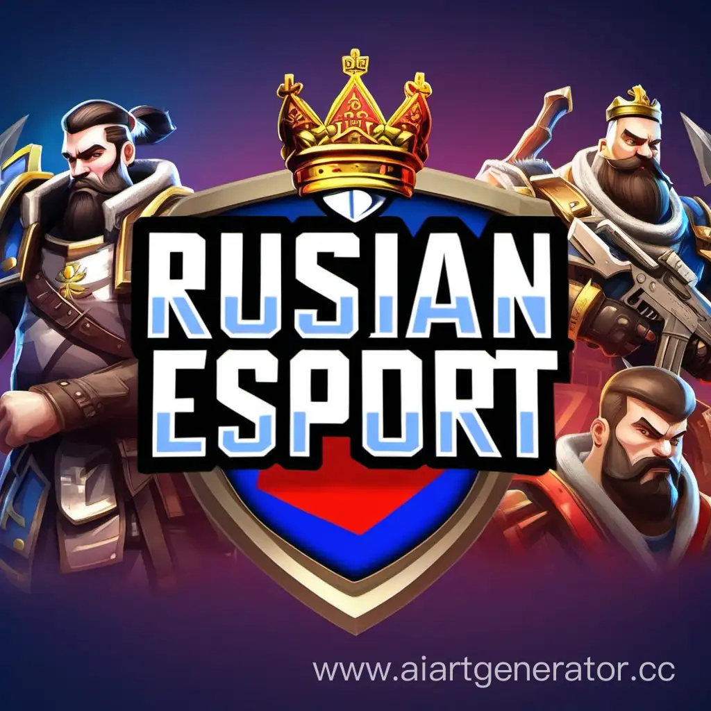 генерируй фотографию с словом " Russian esport" и с игрой clash royal на заднем фоне
