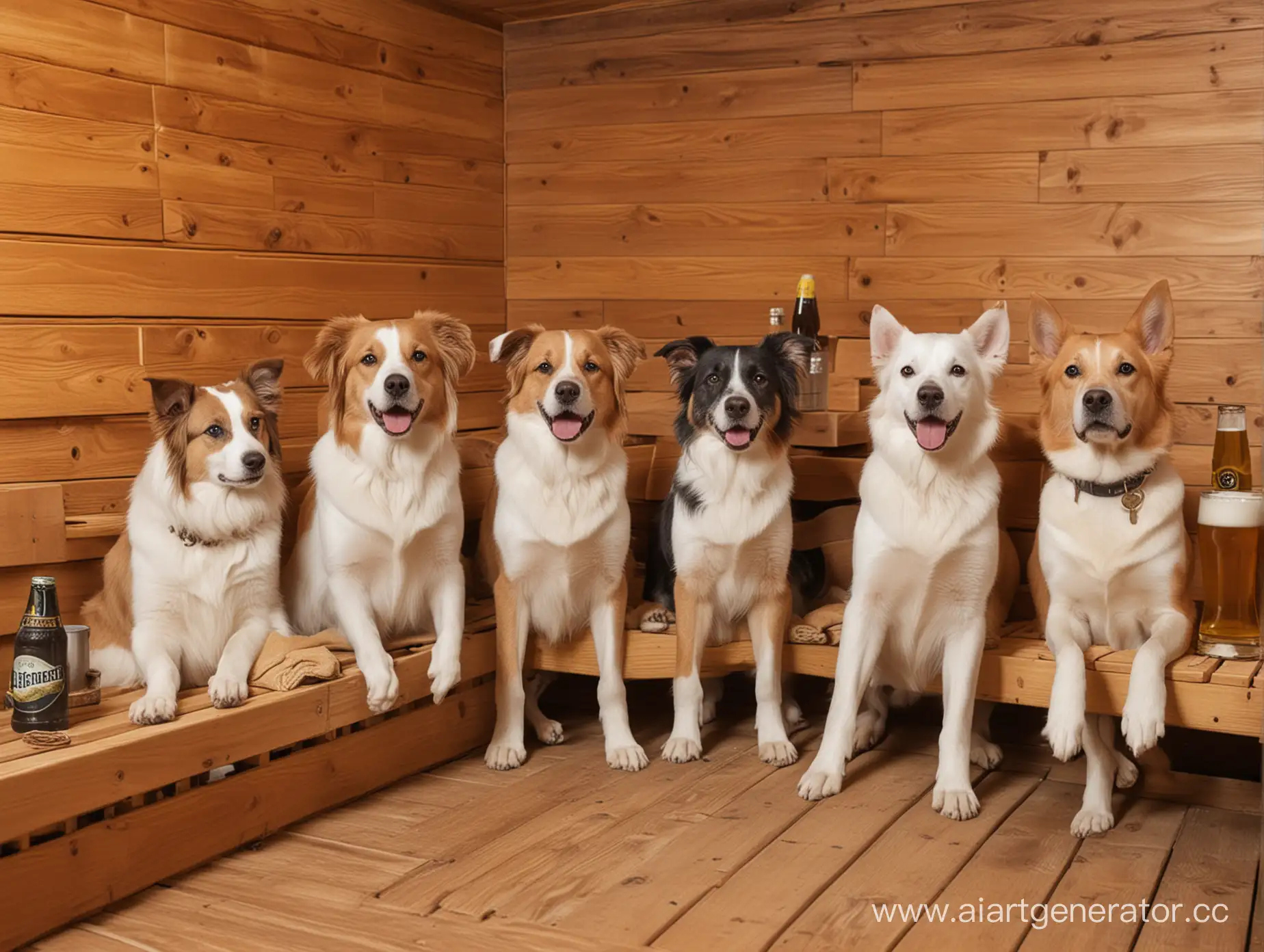 Cats-and-Dogs-Relaxing-in-Sauna-with-Beer