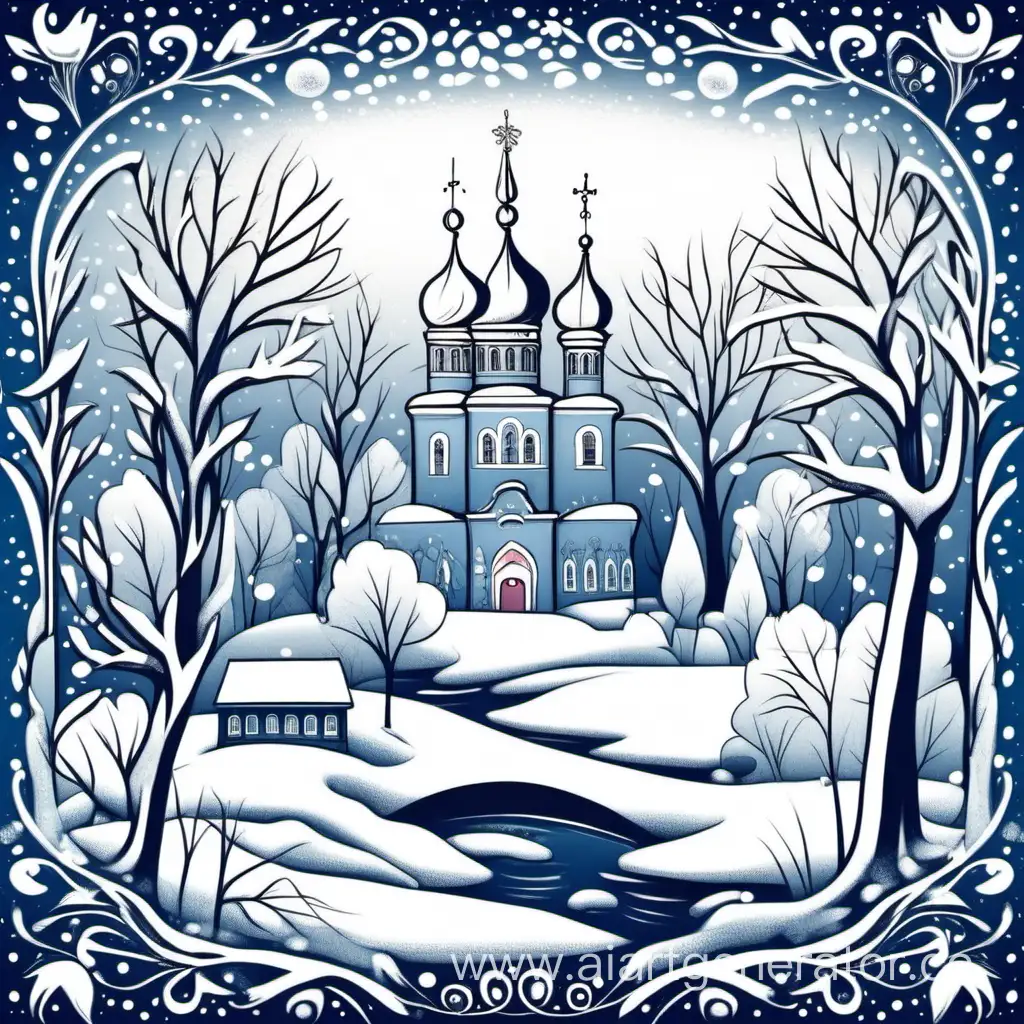 Зимняя сказка русский сад простой рисунок
