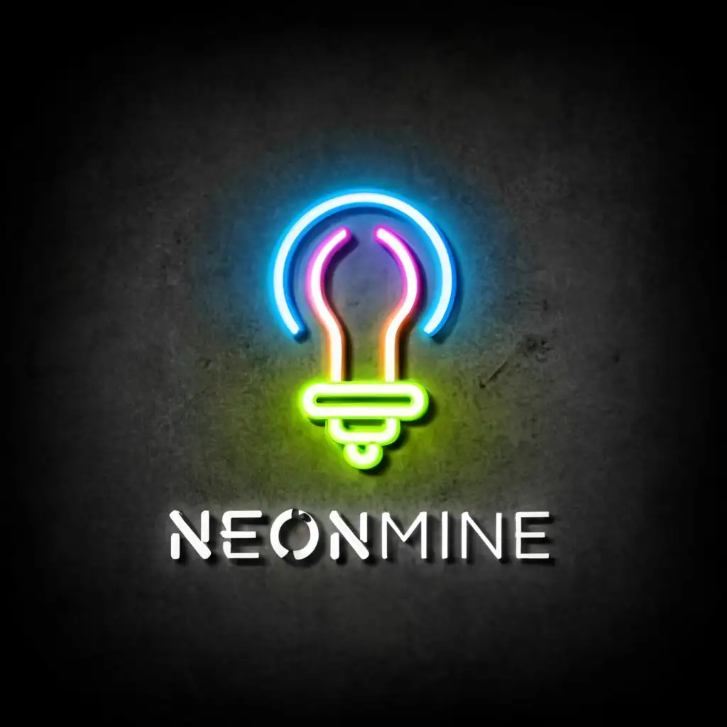a logo design,with the text "neonmine", main symbol:neon led,Moderate,clear background