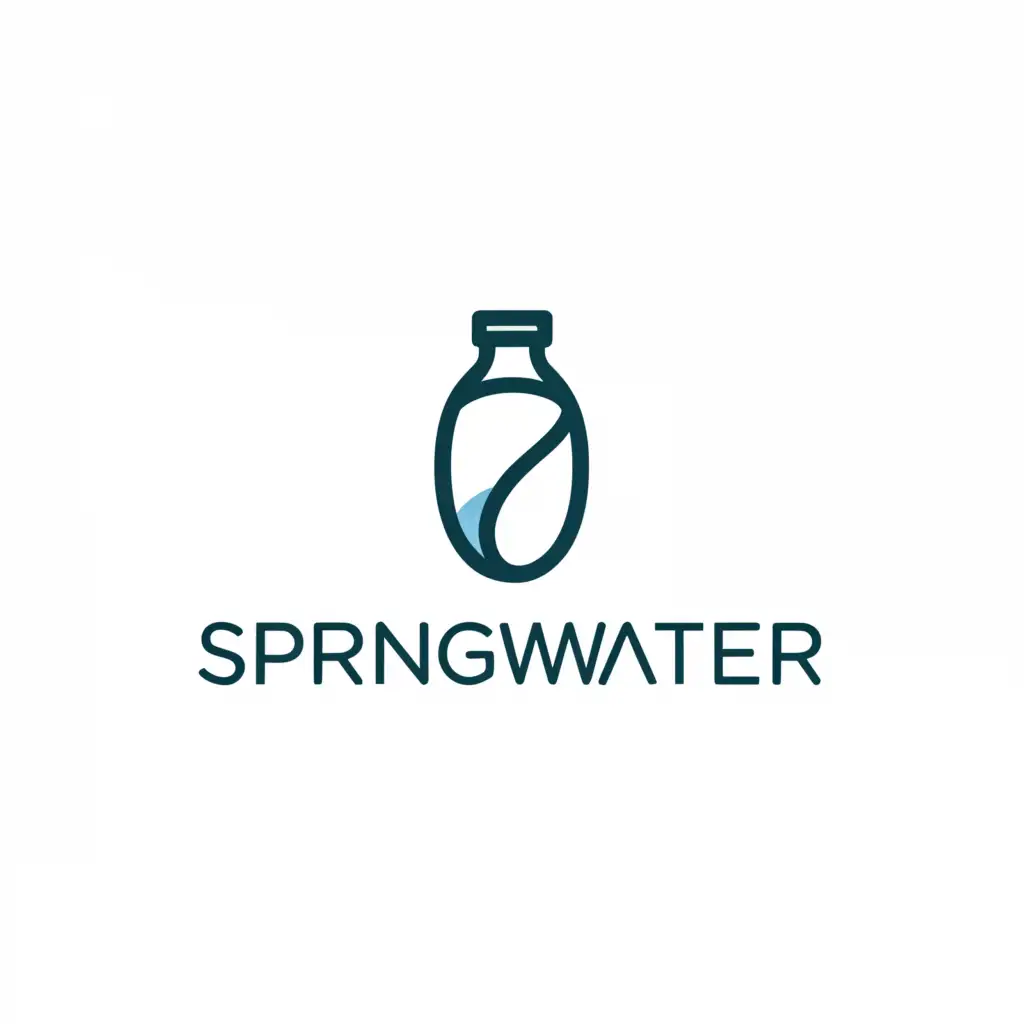 a logo design,with the text "SpringWater", main symbol:water bottle,Minimalistic,be used in Education industry,clear background