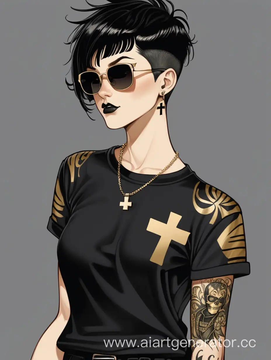 Stylish-Punk-Woman-with-Cross-Tattoos-and-Golden-Accents