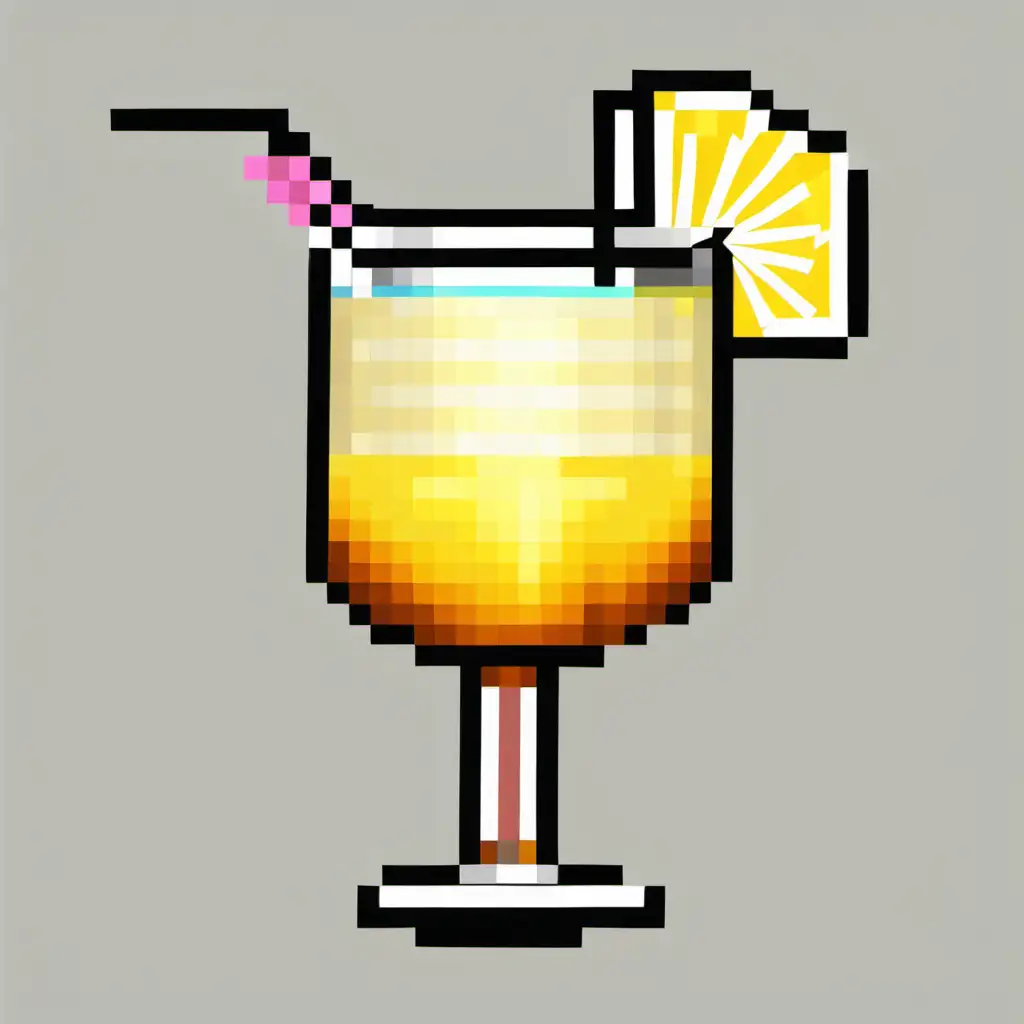 generate pixel art of the IBA cocktail: The yellow Hemingway Special cocktail.