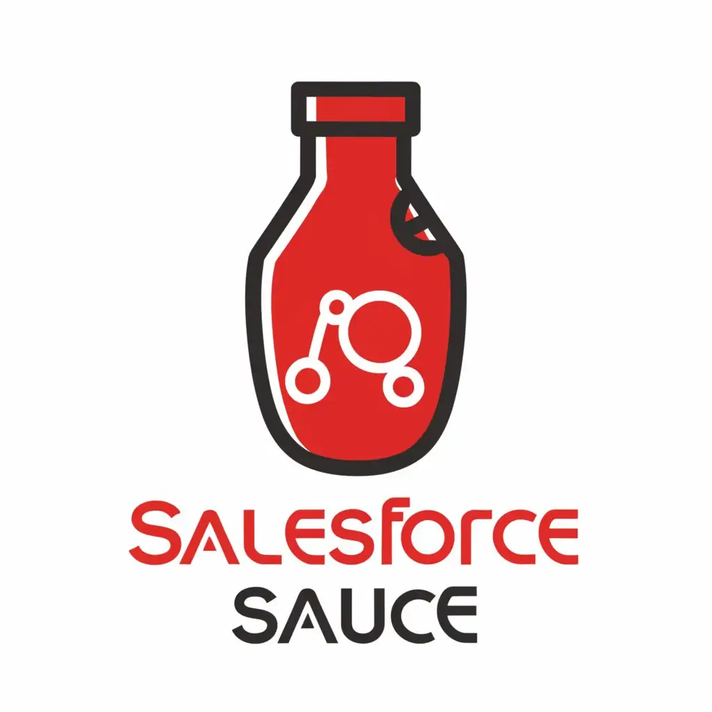 a logo design,with the text "Salesforce Sauce", main symbol:Bottle of Tomato Sauce,complex,be used in Technology industry,clear background