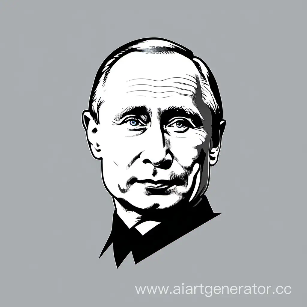Vladimir Putin, Putin, cartoon, drawing minimalist, minimalistic style