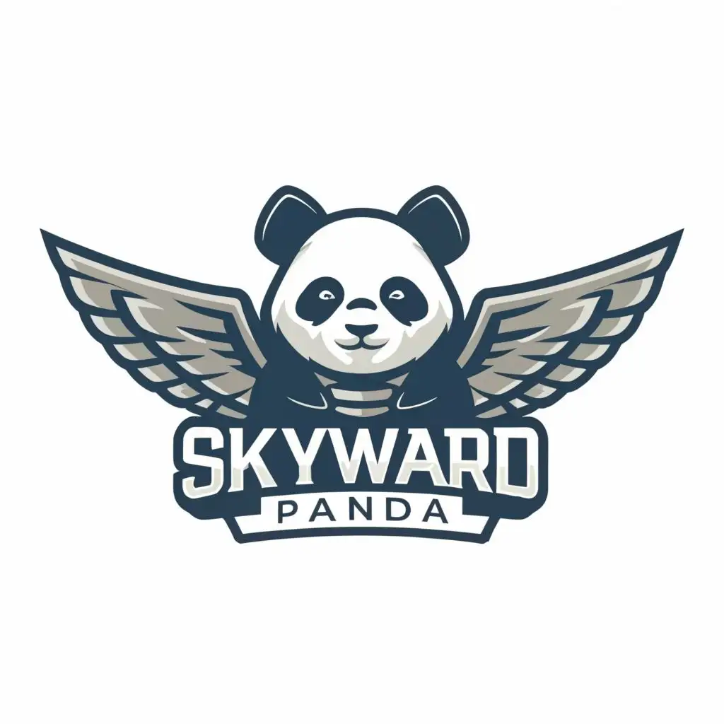 logo, panda, wings, with the text "Skyward Panda", typography