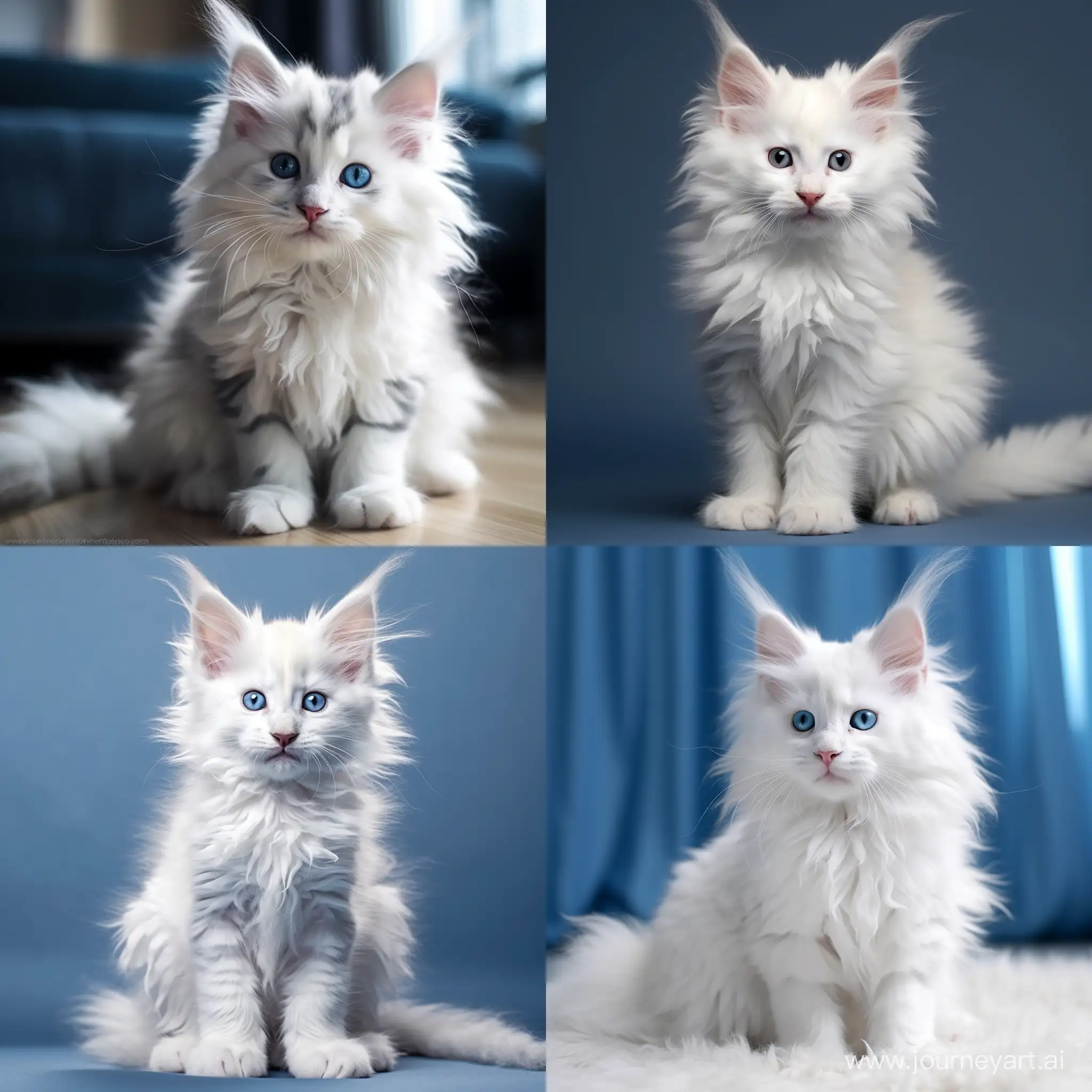 white maine coon kitten with blue eyes
