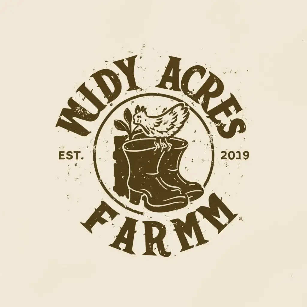 LOGO-Design-for-Muddy-Acres-Farm-Rustic-Boots-and-Chicken-Silhouette-on-Clear-Background