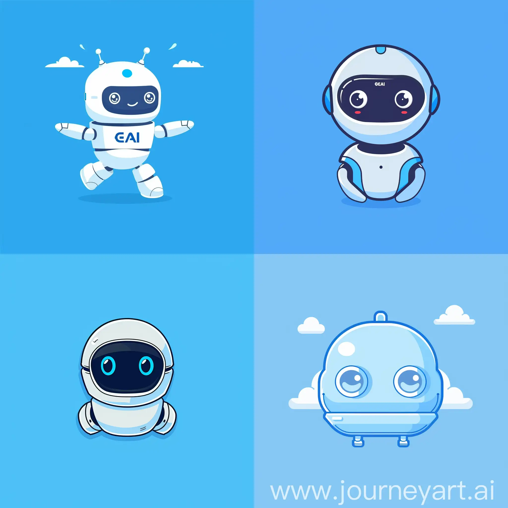 I want you to come up with a logo for my bot, here is the info about the bot, give me atleast 4 type of options and Use sky blue background only

Info: Build a large user base by offering GenAI tools and services directly on Telegram. Focused on quality service, great assistance, and excellent branding :