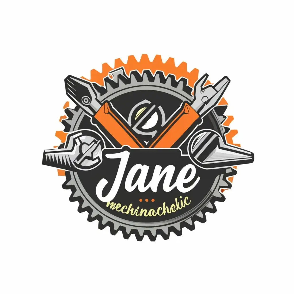 logo, Main symbol of the logo, mechanical tools, with the text "Jane mechanicaholic", typography, be used in Automotive industry