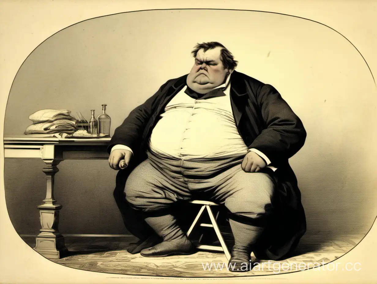 Толстый мужчина 19 века ленивый брюзглый