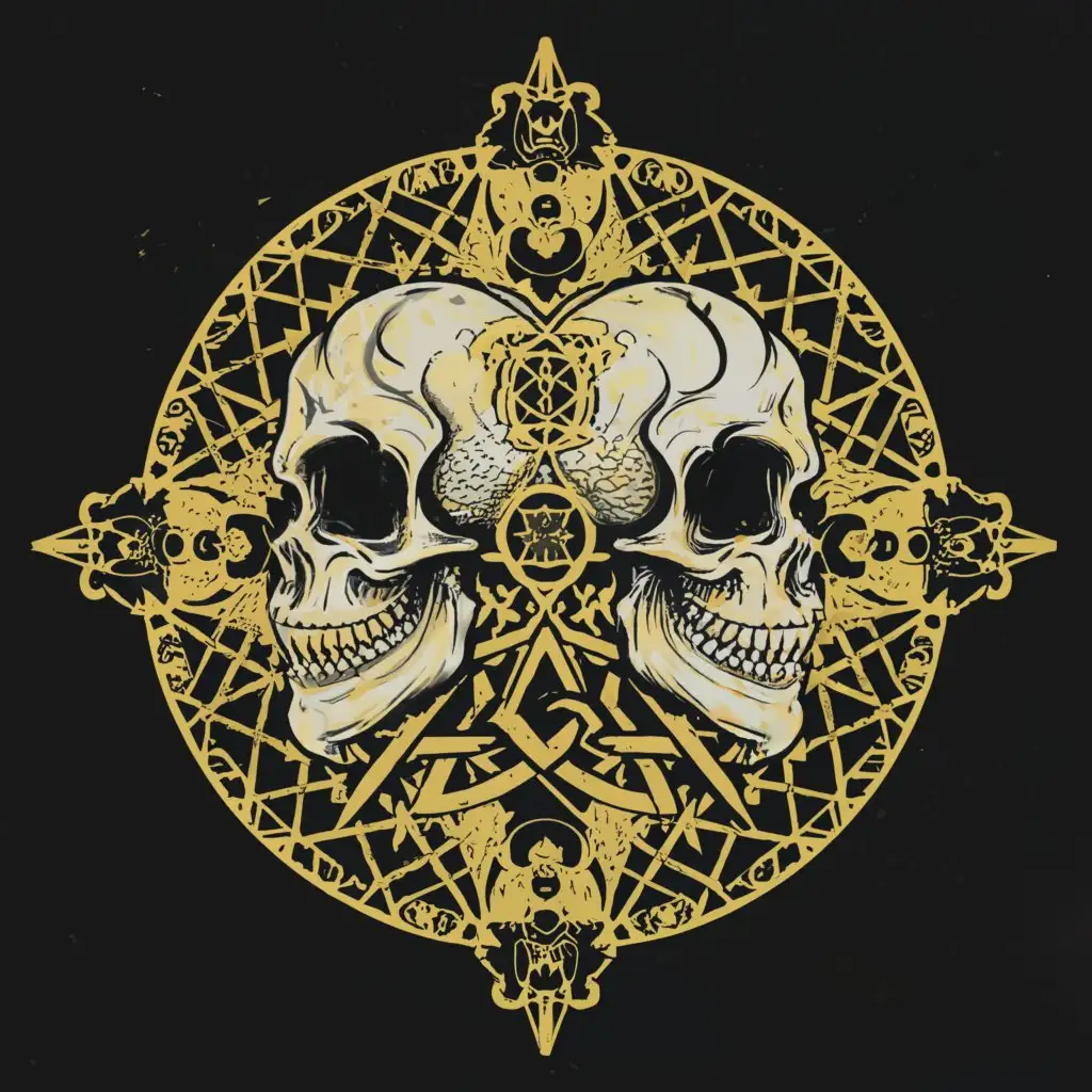 LOGO-Design-for-Dressed-In-Decay-Conjoined-Skulls-Sacred-Geometry-on-Clear-Background