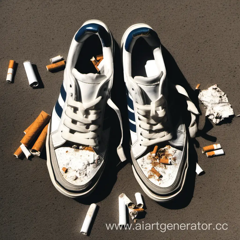 Abandoned-Sneakers-with-Cigarette-Ashes