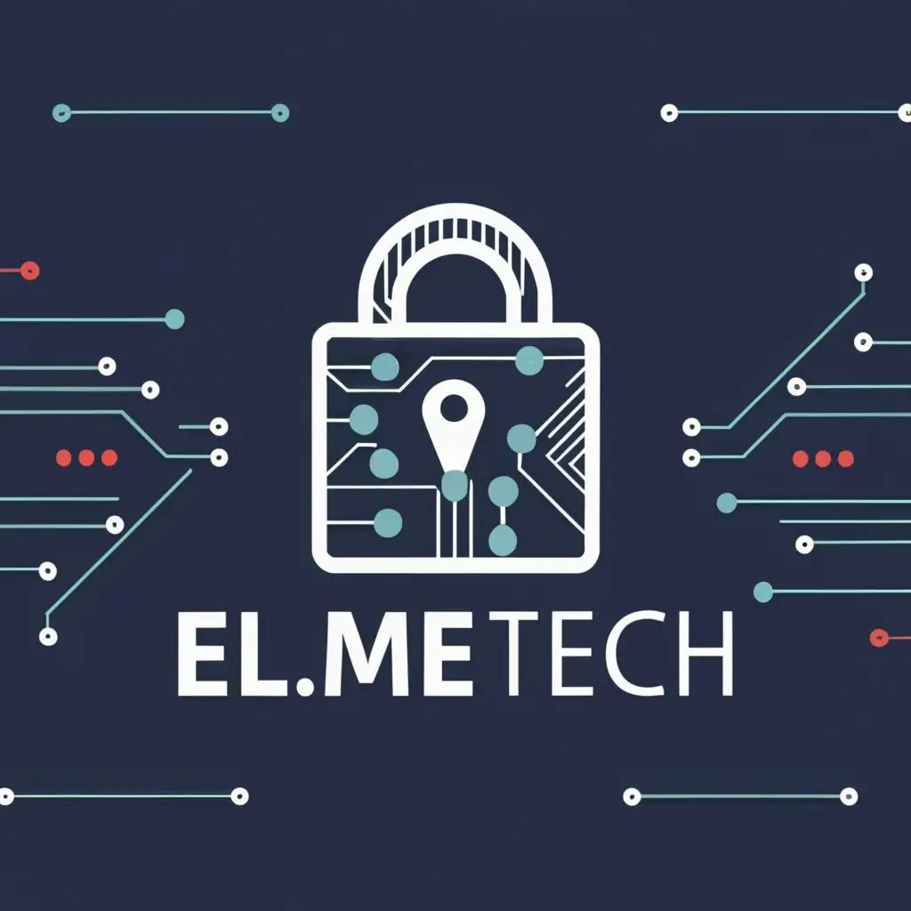 logo, circuit board with a lock, with the text "EL.ME Tech", typography, be used in Technology industry