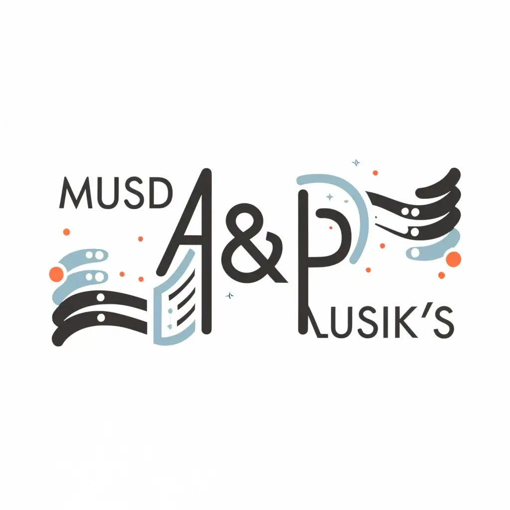 logo, on both of the sides there should be musical notes, with the text "A&P Musik's", typography