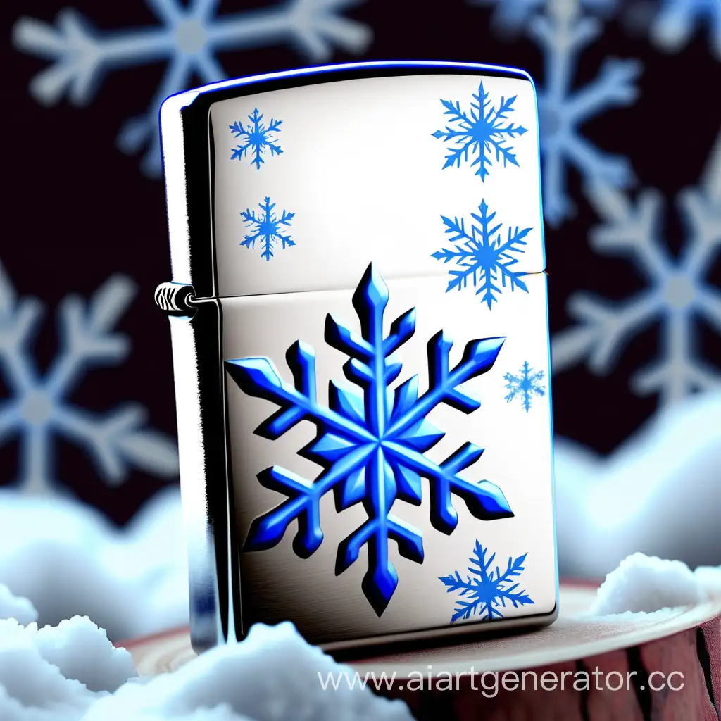 Zippo-Lighter-with-Elegant-Blue-Snowflake-Design