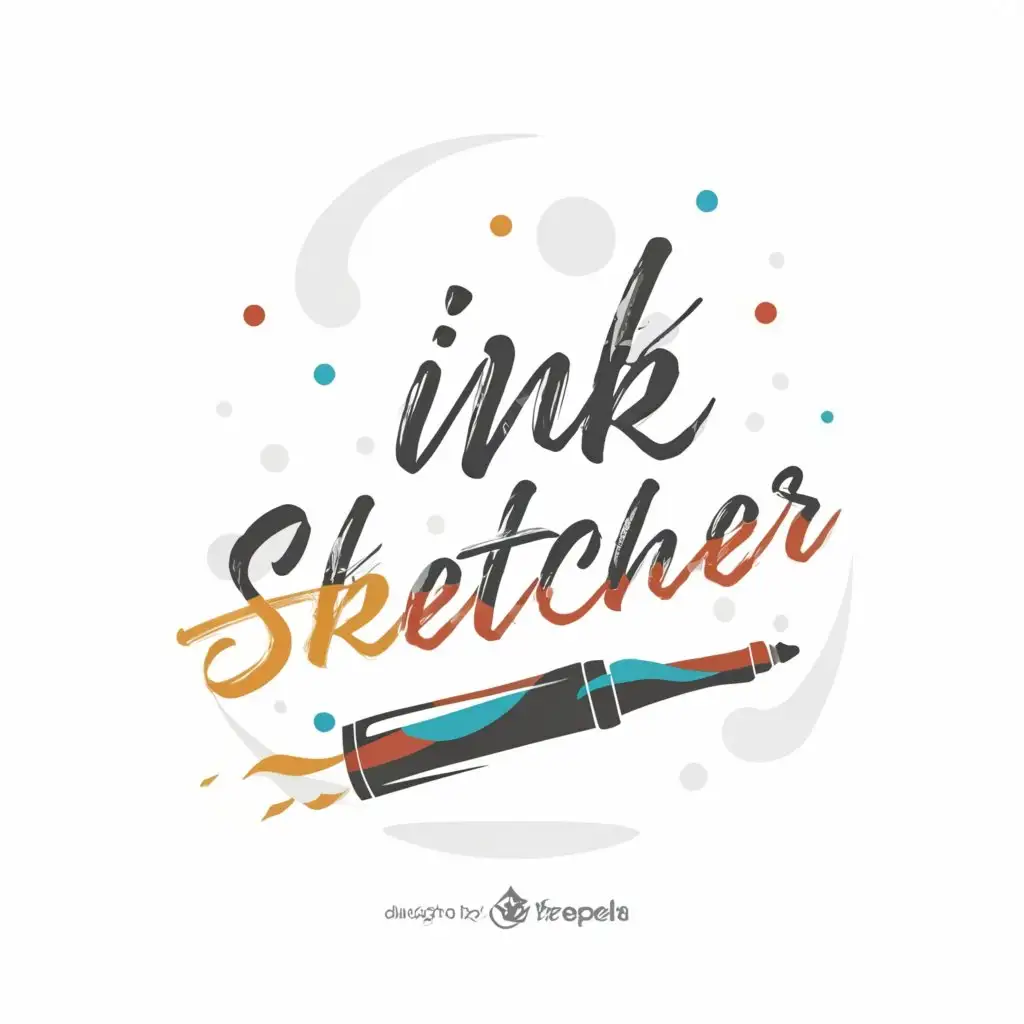 a logo design,with the text 'ink sketcher', main symbol:CORRECT SPELLING of 'ink sketcher', a ink pen, colorful.,Minimalistic,be used in Internet industry,clear background