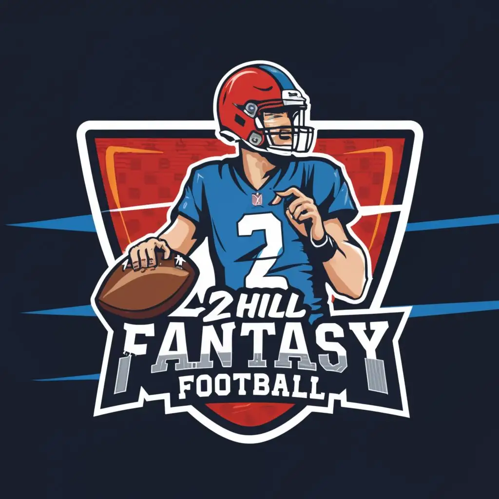 logo, Quarterback, with the text "2Hill
Fantasy Football", typography, be used in Entertainment industry