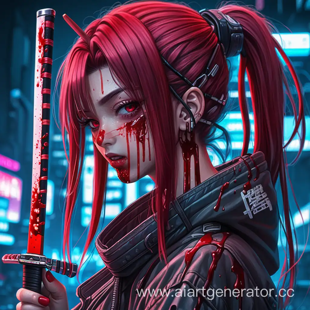 Cyberpunk-Anime-Girl-with-Bloody-Katana