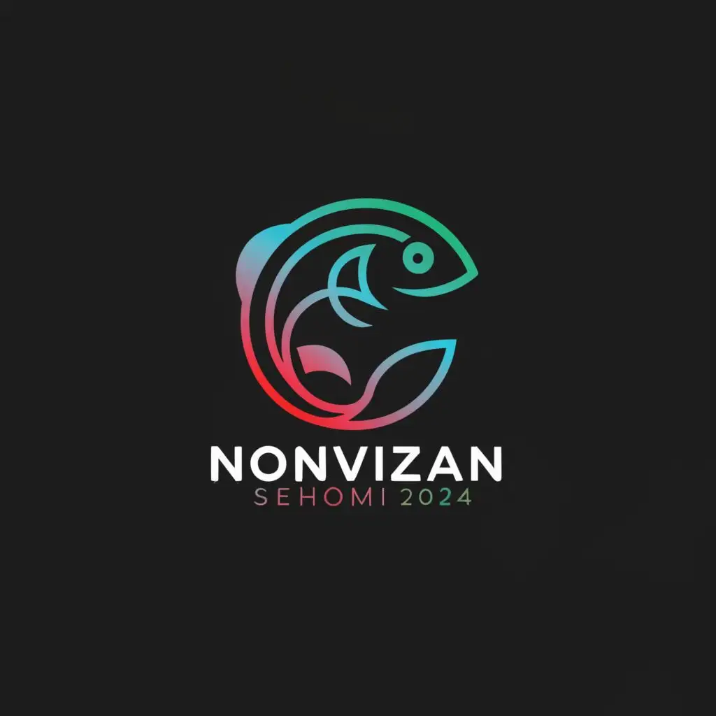 a logo design,with the text " Nonvizan Sehomi 2024", main symbol:Fish jumping out of a lake.,complex,be used in Events industry,clear background