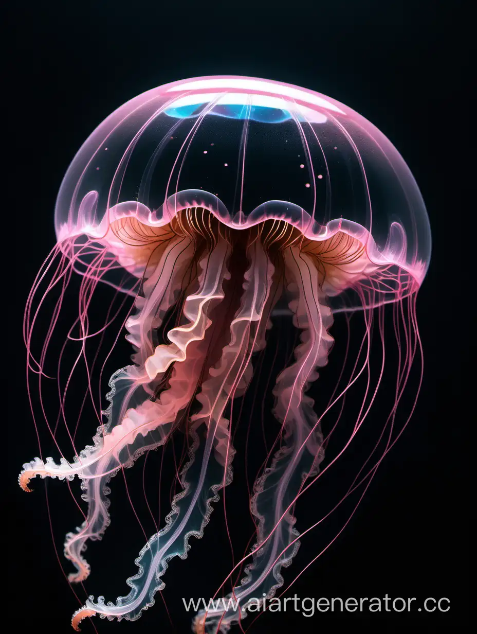 Glowing-Jellyfish-Portrait-Spectral-Elegance-in-Intricate-Gold-Filigree
