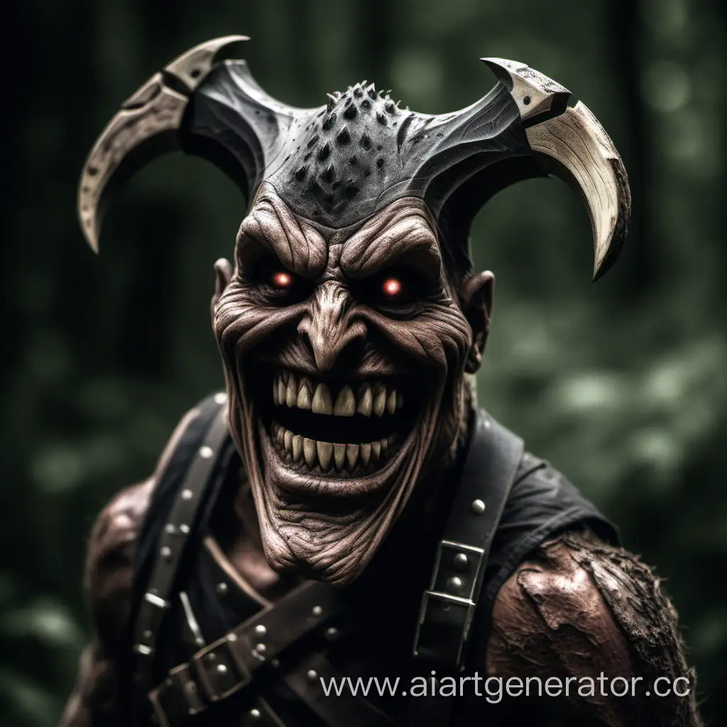 A living axe with a sinister smile.