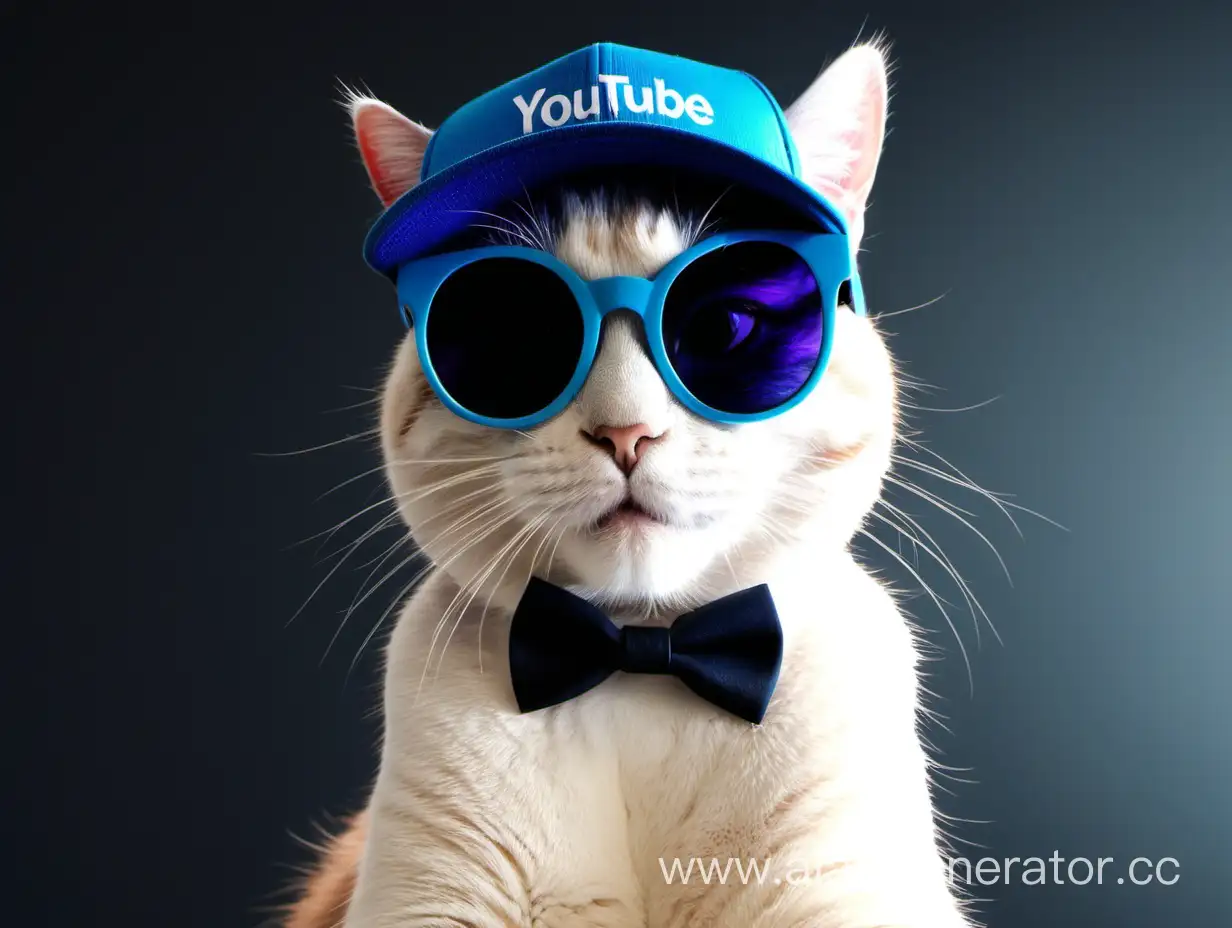 Maxwell cat in cool glasses and cool youtube a cap
