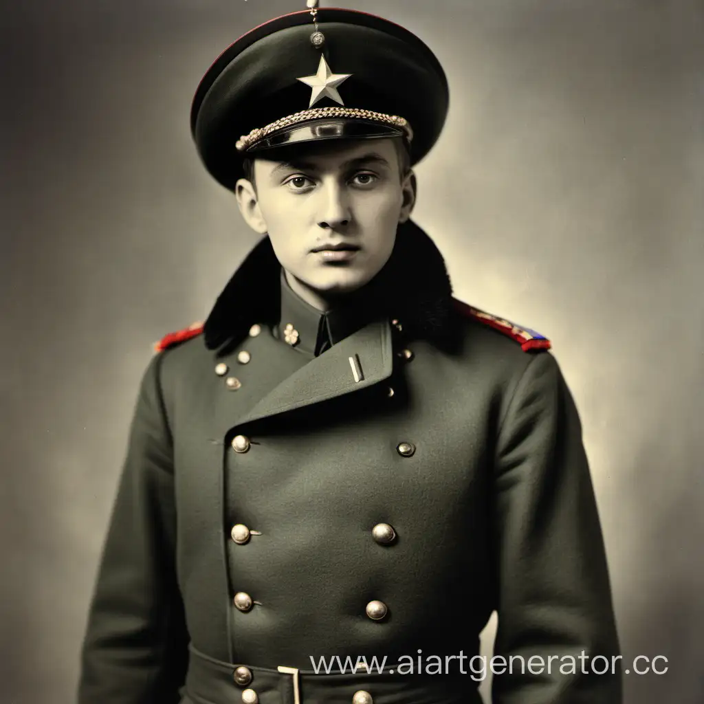 Young-Monarchist-Russian-Politician-in-Military-Greatcoat-and-Cap
