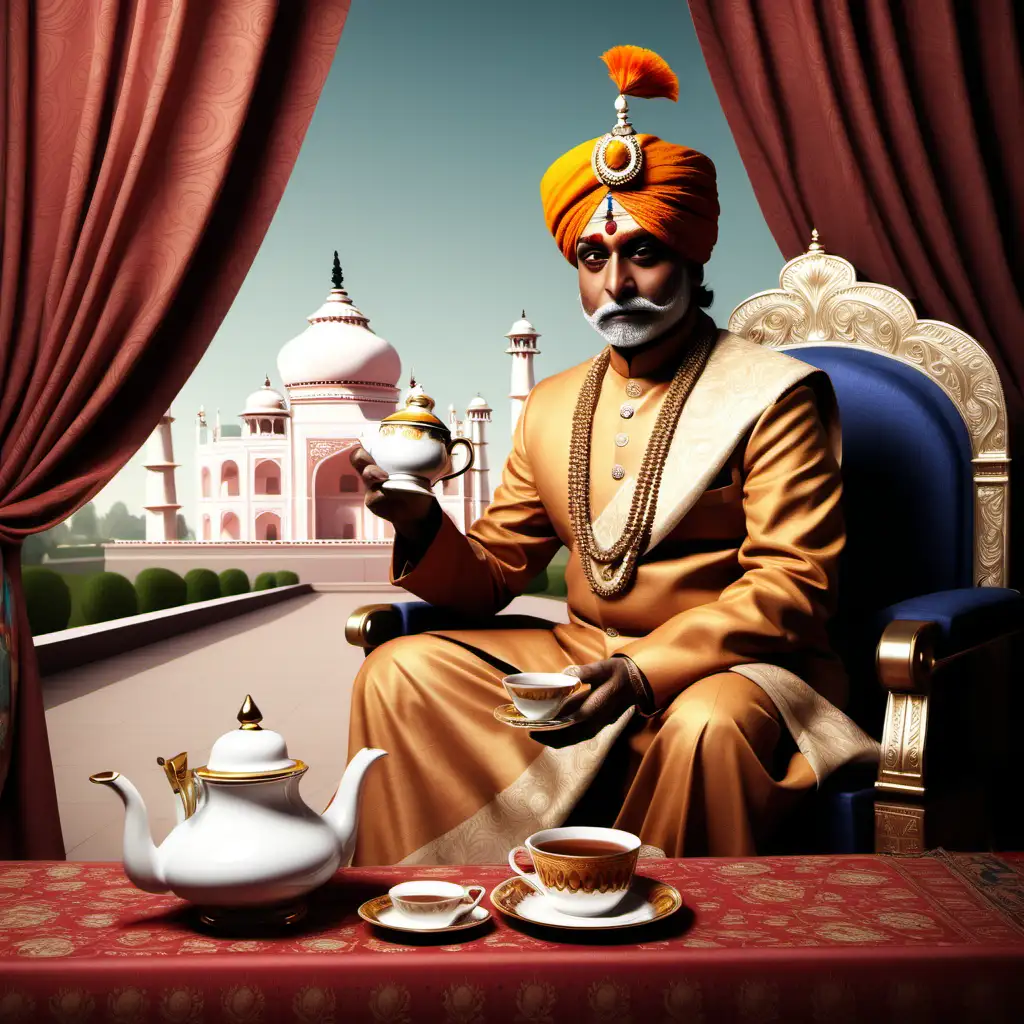 Indian Maharaja Enjoying a Royal Tea Break
