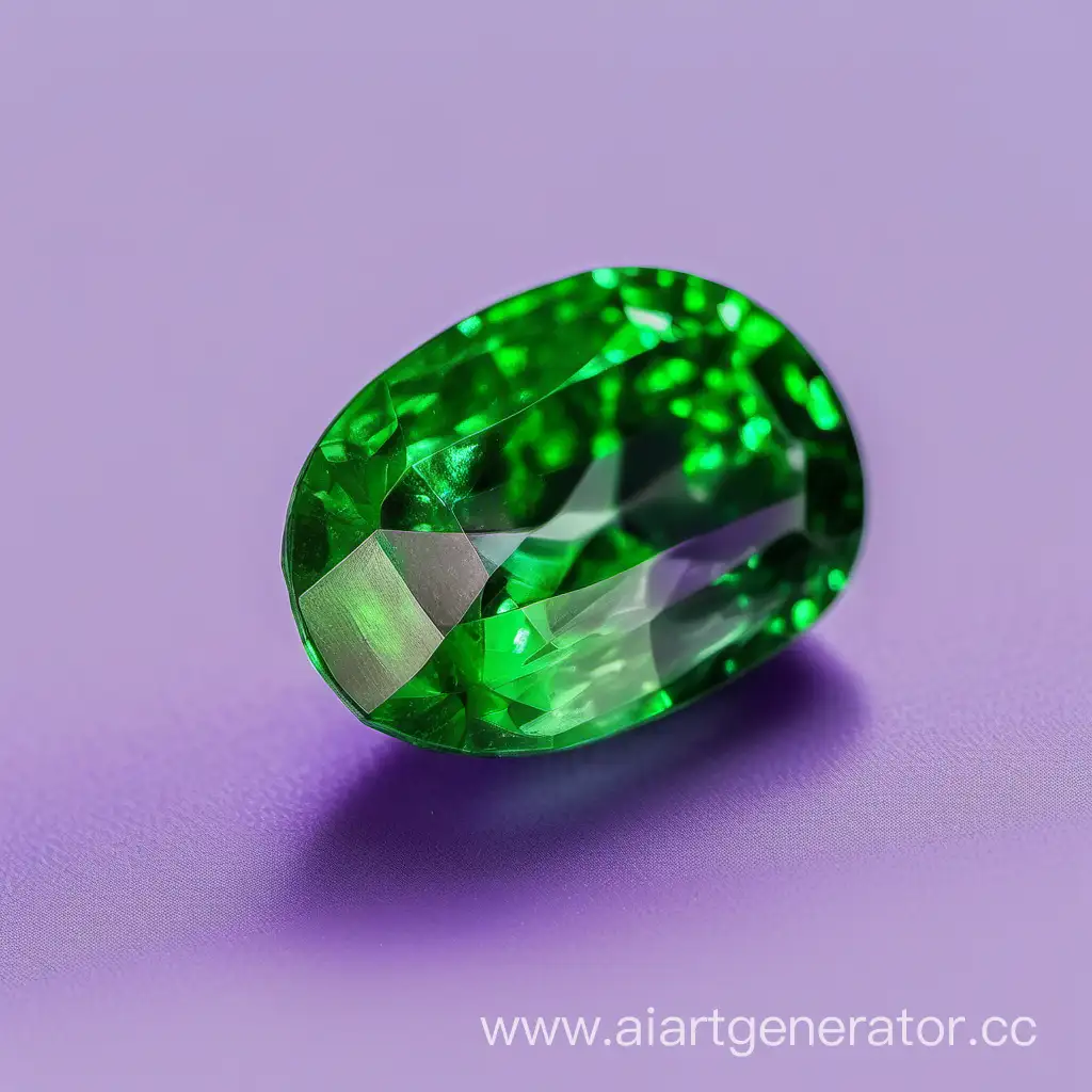 Tsavorite-Gemstone-on-Light-Purple-Background