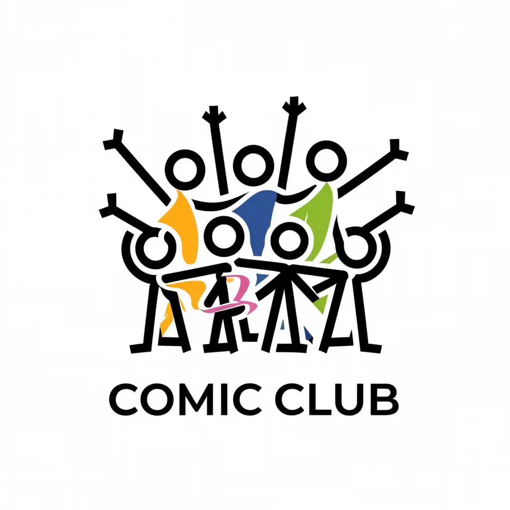 LOGO-Design-For-Comic-Club-Dynamic-Stickman-Figures-on-Clean-Background