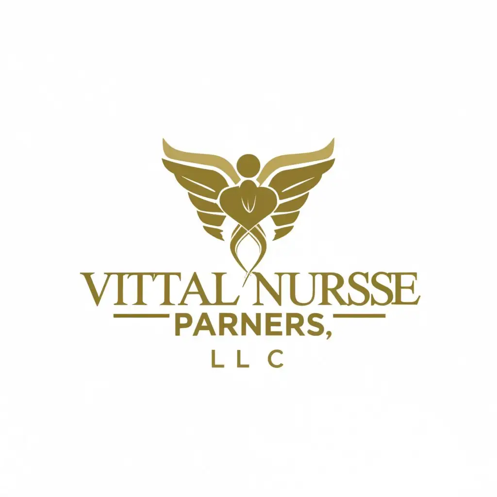 logo, """
logo to be a mix of healthcare and law
use gold color

""", with the text "Vital Nurse Partners, LLC", typography, be used in Home Family industry
