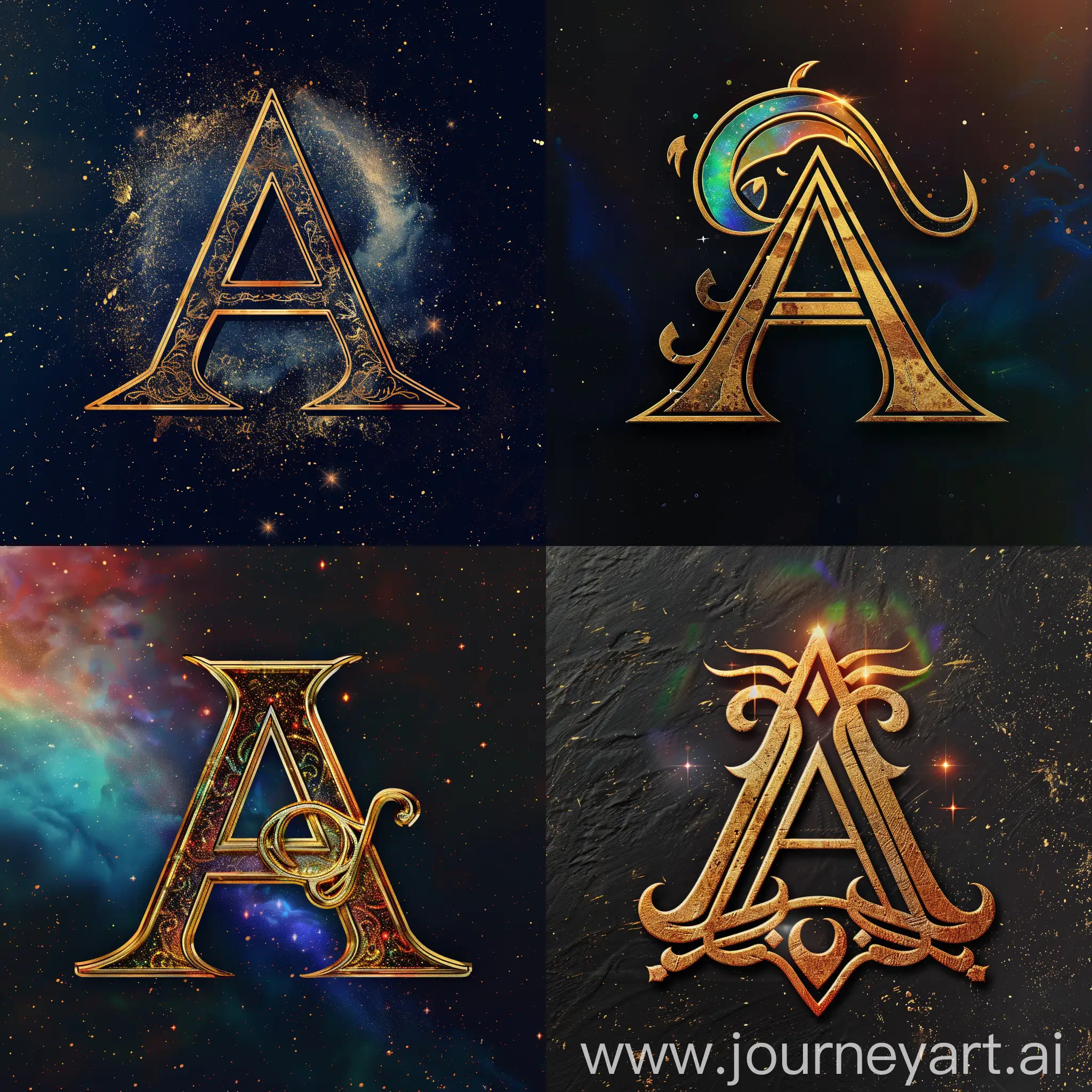 vintage style best 8k ancient logo with aurora of alphabet A
