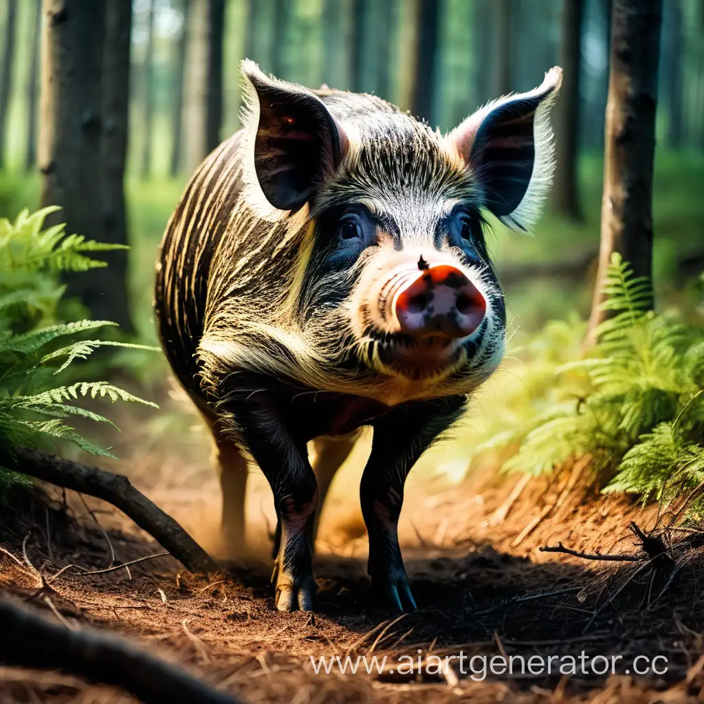 Wild-Pig-Roaming-in-Enchanted-Forest